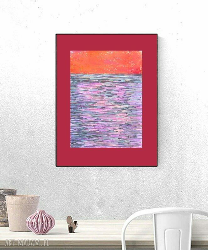 Nowoczesny rysunek 30x40 Boho - morze na bordowym tle