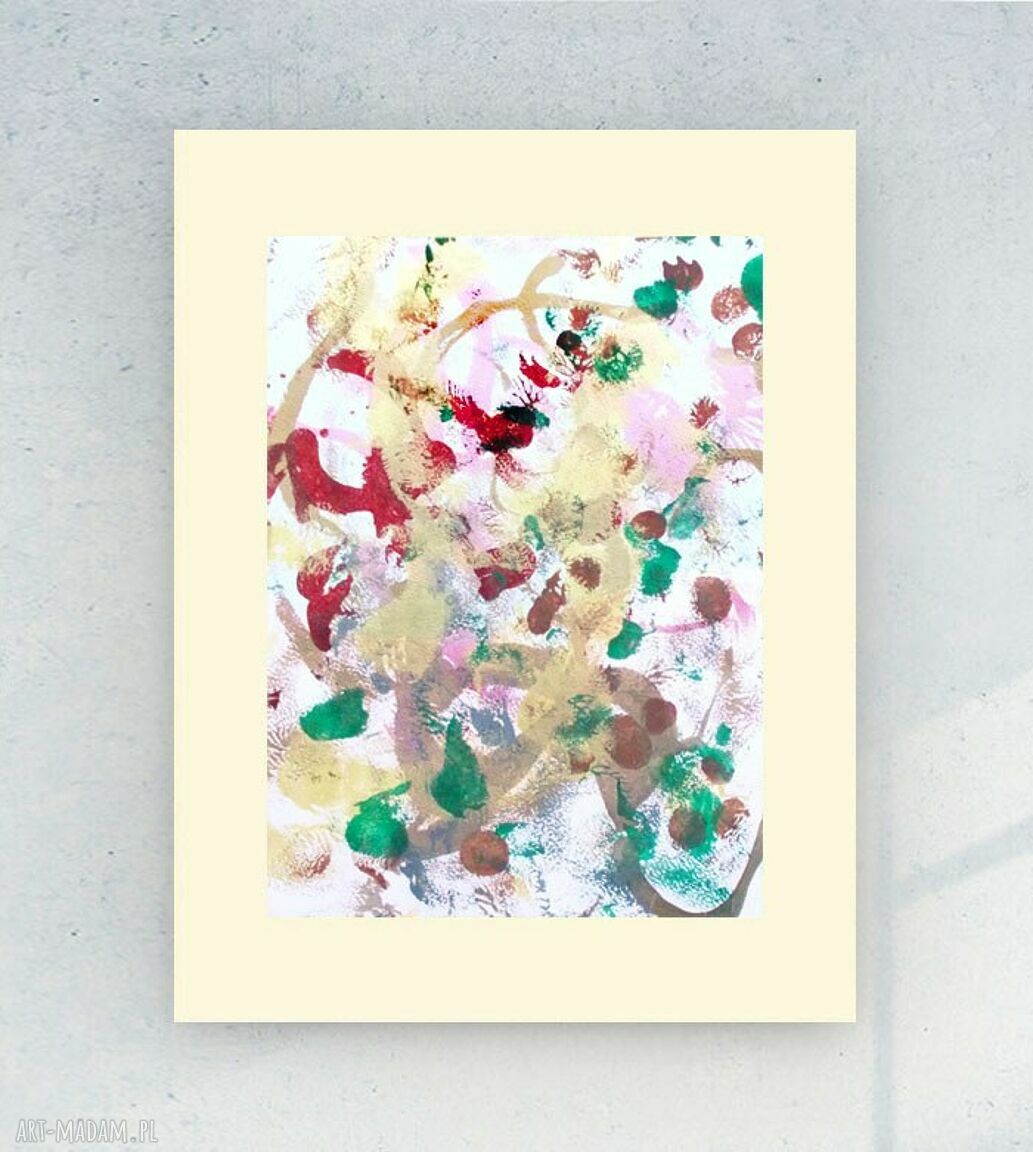 Abstrakcyjny rysunek loft - boho malowany ręcznie 30x40 cm