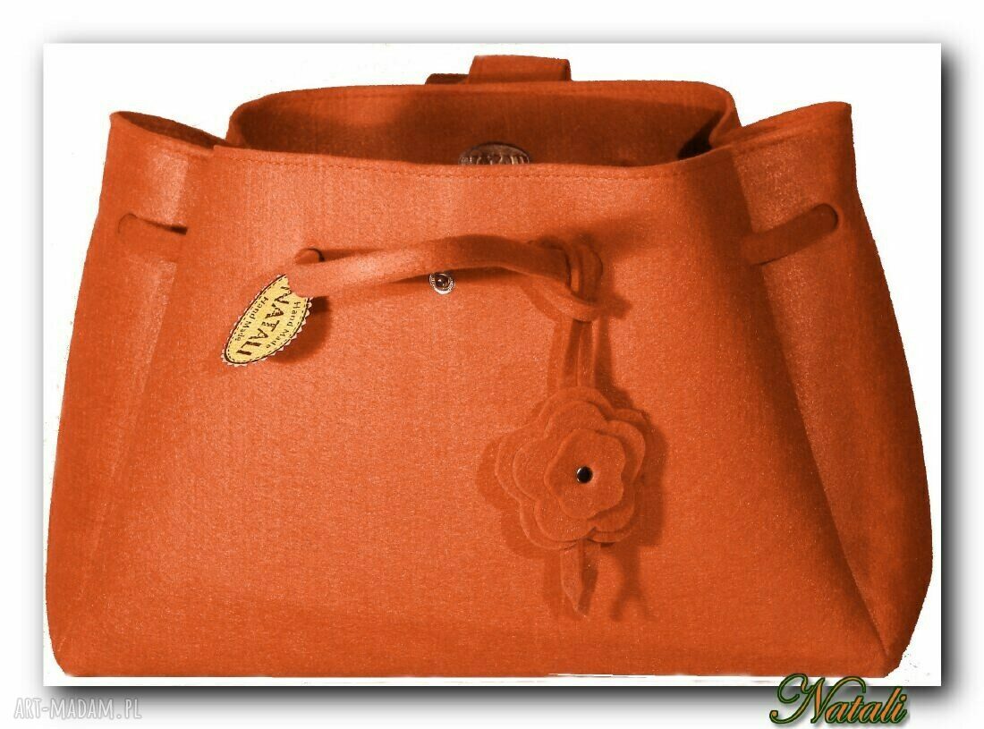 Nowos - elegancka torba filcowa do ręki pomarańczowa