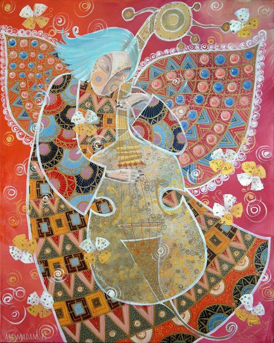 Nowy kontrabas. Giclee - obraz z aniołem na płótnie Canvas