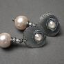 oryginalne kolczyki srebro oksydowane nude pearls -