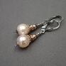 srebro oksydowane kolczyki nude pearls /rose gold / -