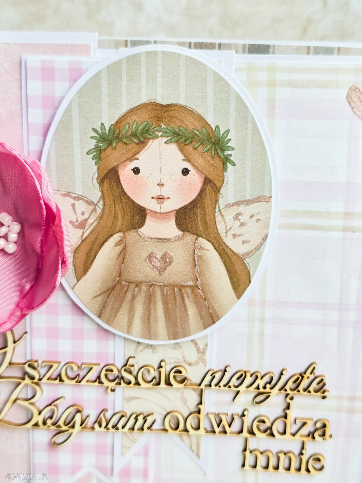 Kartka komunijna dla dziewczynki - O szczęście niepojęte Bóg sam odwiedza mnie