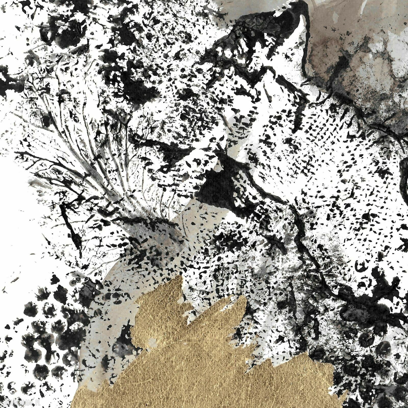 Grafika „Obecność” 50x70 - ręcznie malowana i złocona