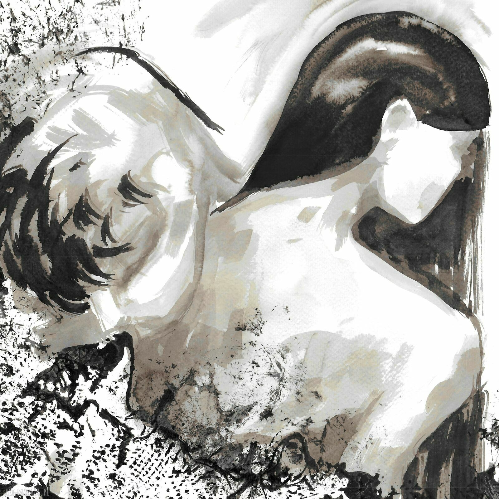Grafika „Obecność” 50x70 - ręcznie malowana i złocona