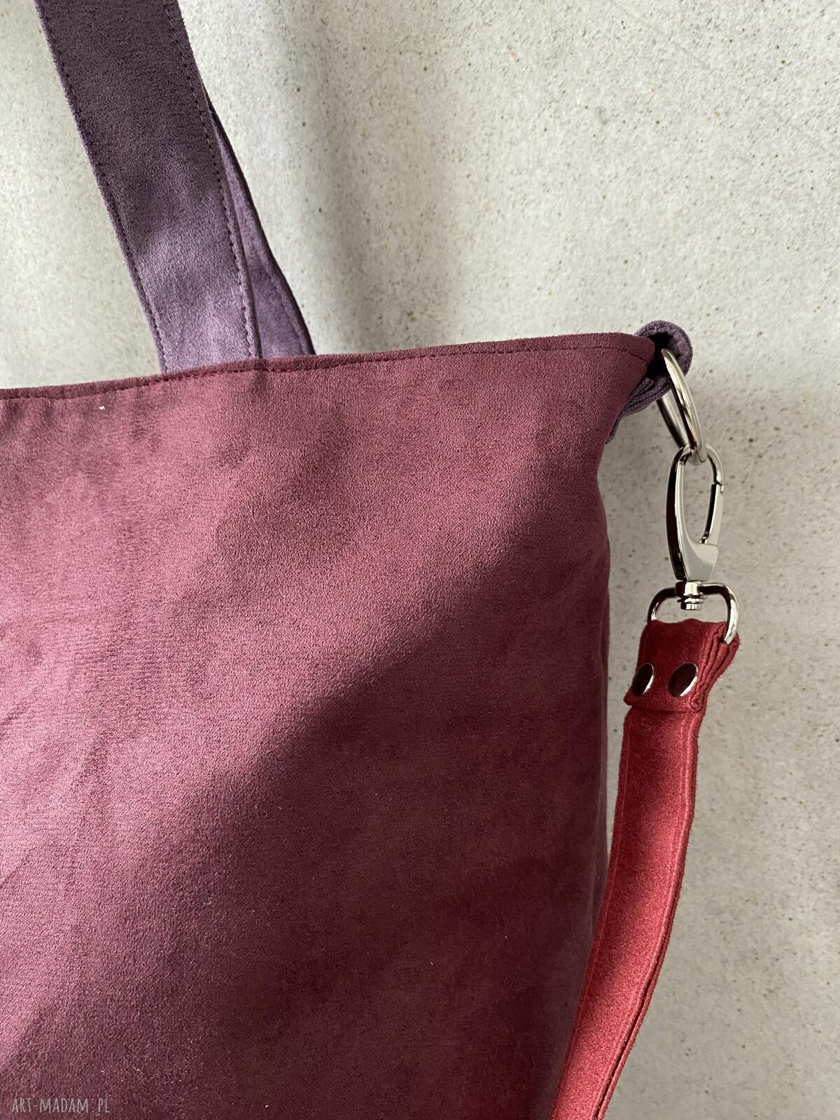 Torba hobo XXL w kolorach oberżyna, bordo i wrzos - ręcznie robiona na ramię