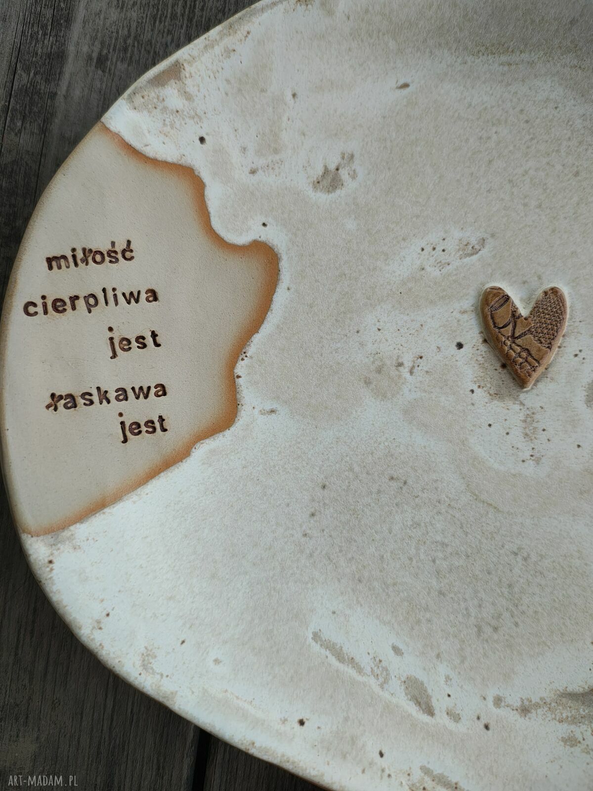 Ręcznie robione talerze ślubne z ceramiki 29 cm