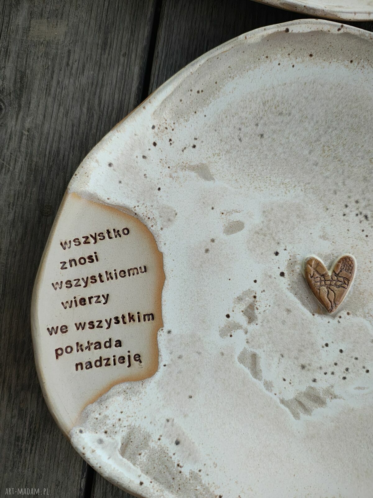 Ręcznie robione talerze ślubne z ceramiki 29 cm