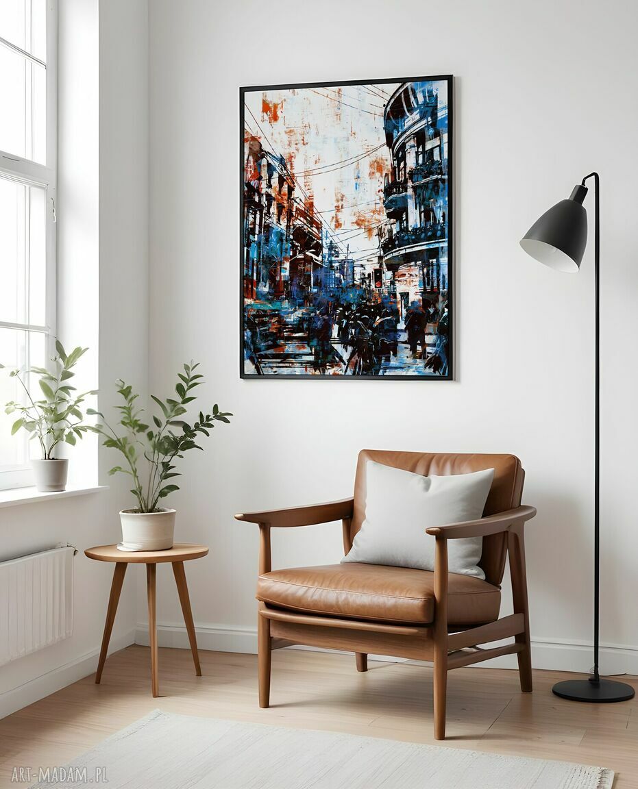 Obramowany plakat Blue City 40x50 cm - czarna rama, modna abstrakcja