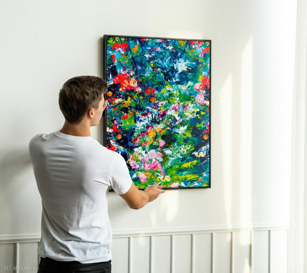 Obramowany plakat - abstrakcja malarska w czarnej ramie - format 61x91 cm