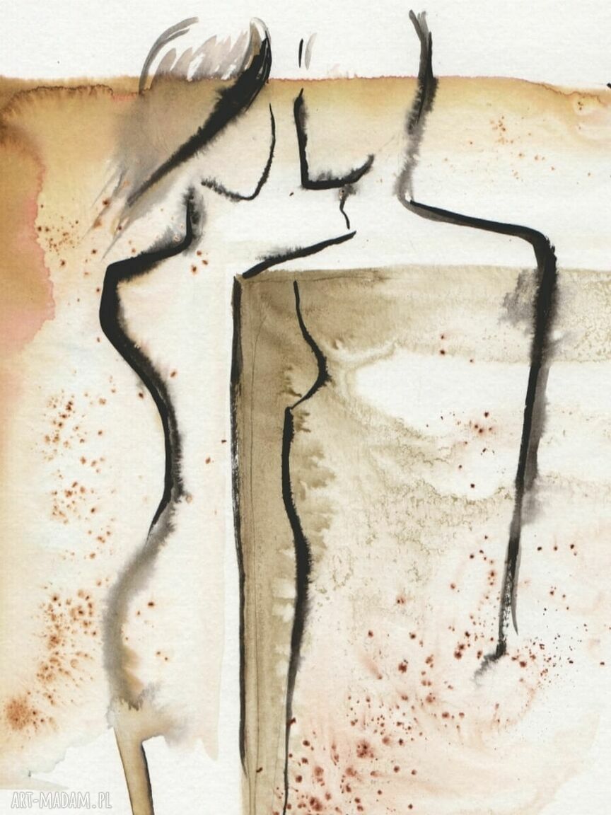Obraz 30x40 cm malowany ręcznie abstrakcja w czarnej grafice
