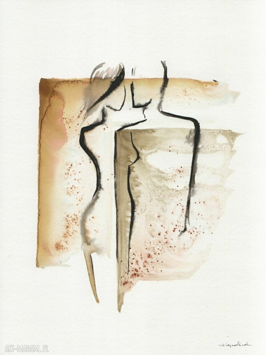 Obraz 30x40 cm malowany ręcznie tuszem - abstrakcja 3149643