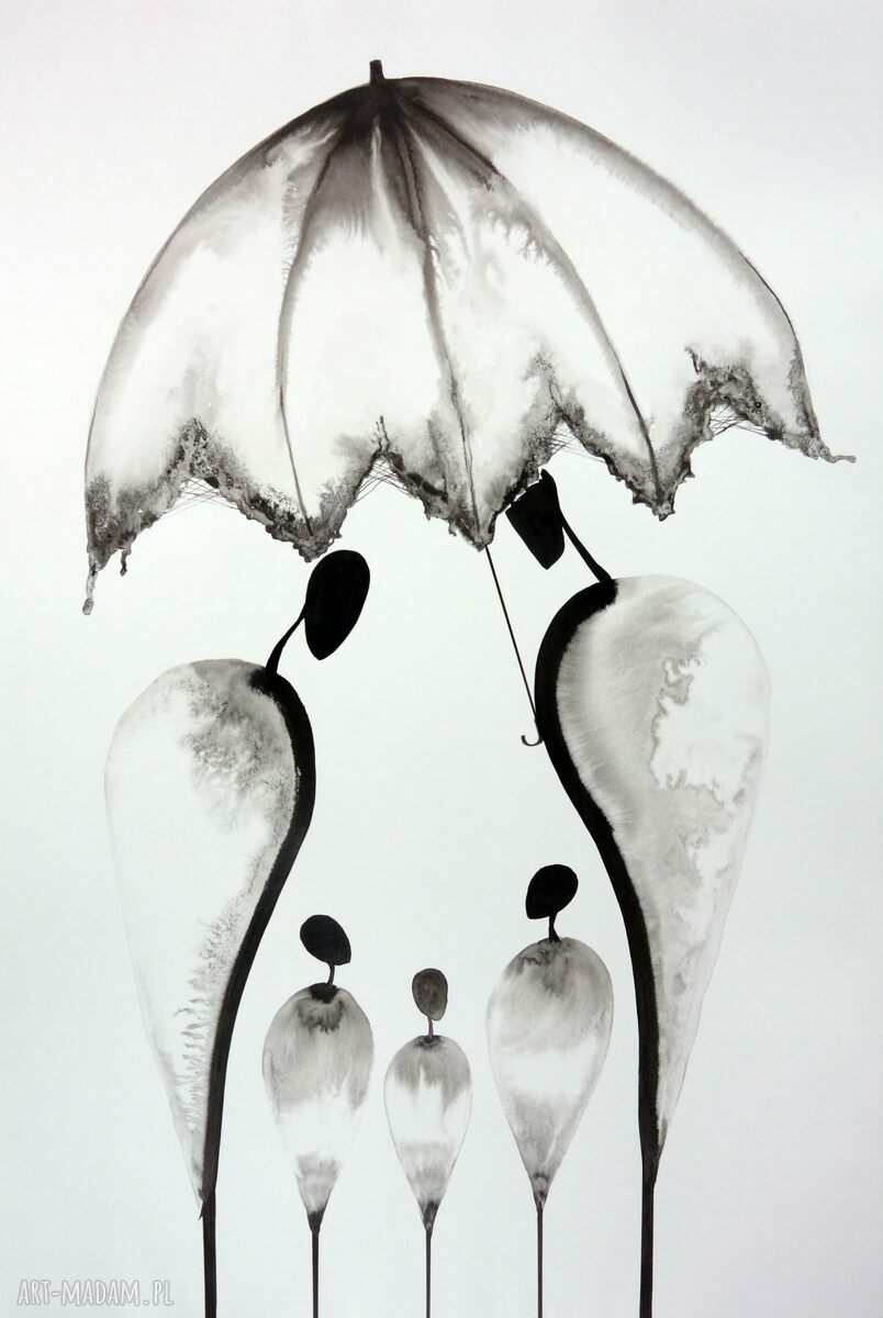 Ręcznie malowany obraz 61x91 cm - czarno-biała abstrakcja w stylu skandynawskim