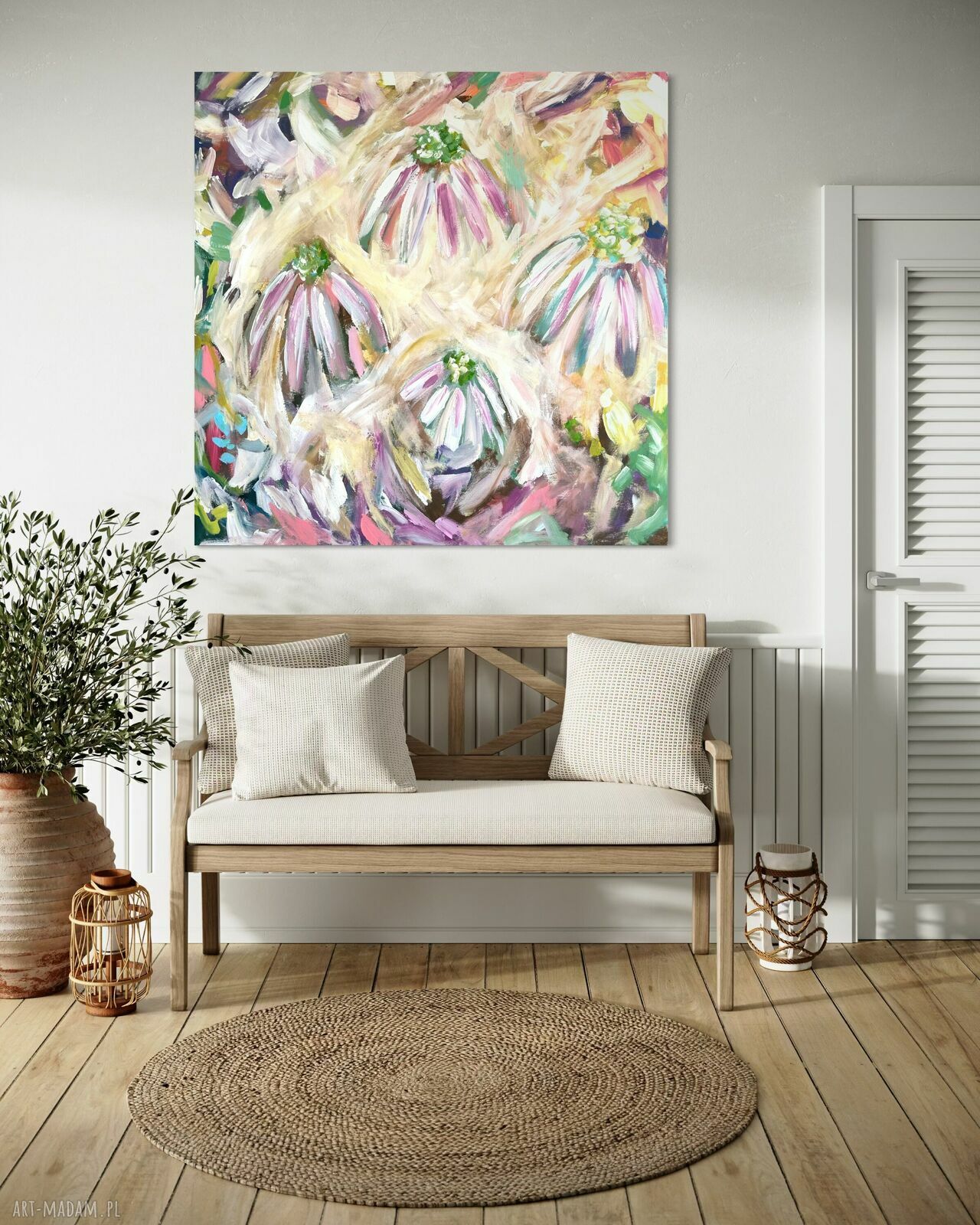 Obraz 90x90 cm w abstrakcji na płótnie - ręcznie malowany