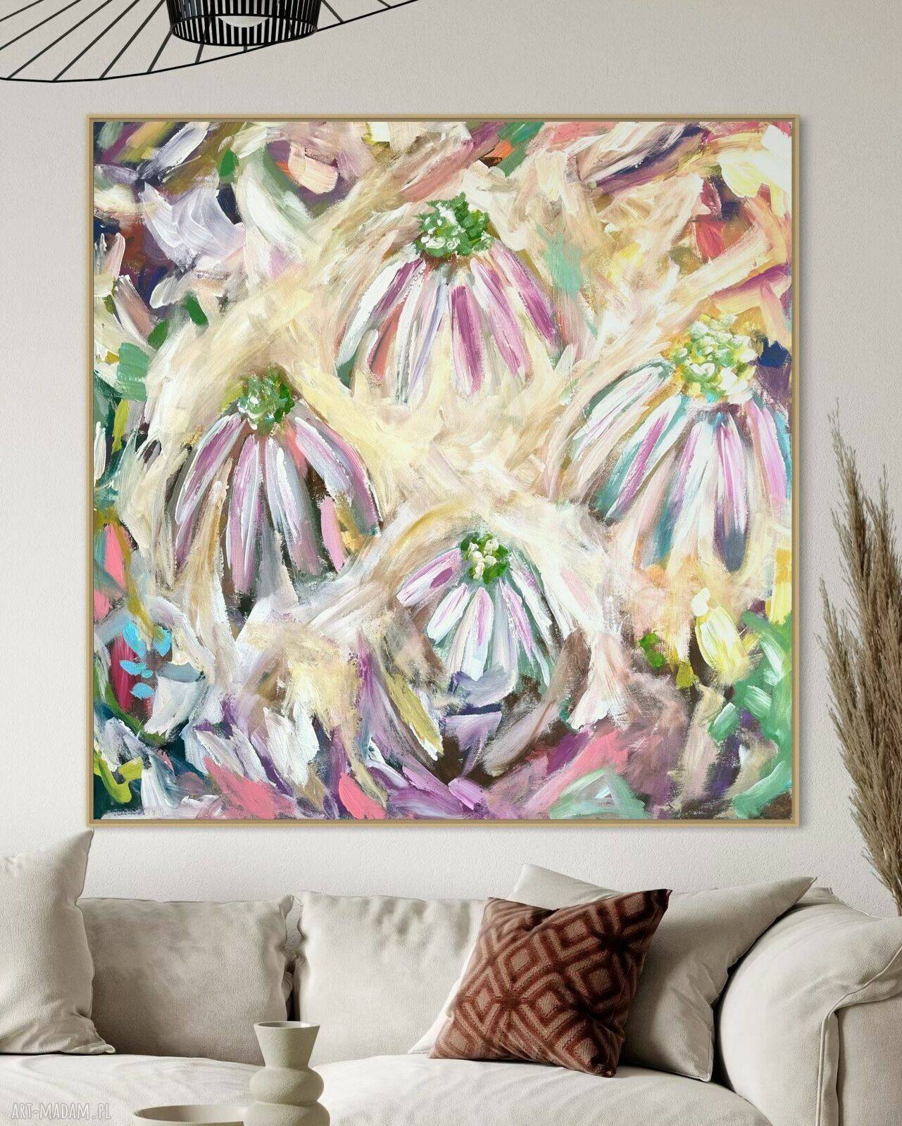 Obraz 90x90 cm w abstrakcji na płótnie - ręcznie malowany