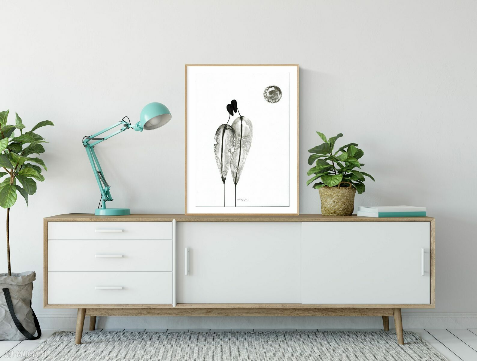 Czarno-biały obraz A3 w stylu minimalizmu - ręcznie malowana grafika 30x40 cm