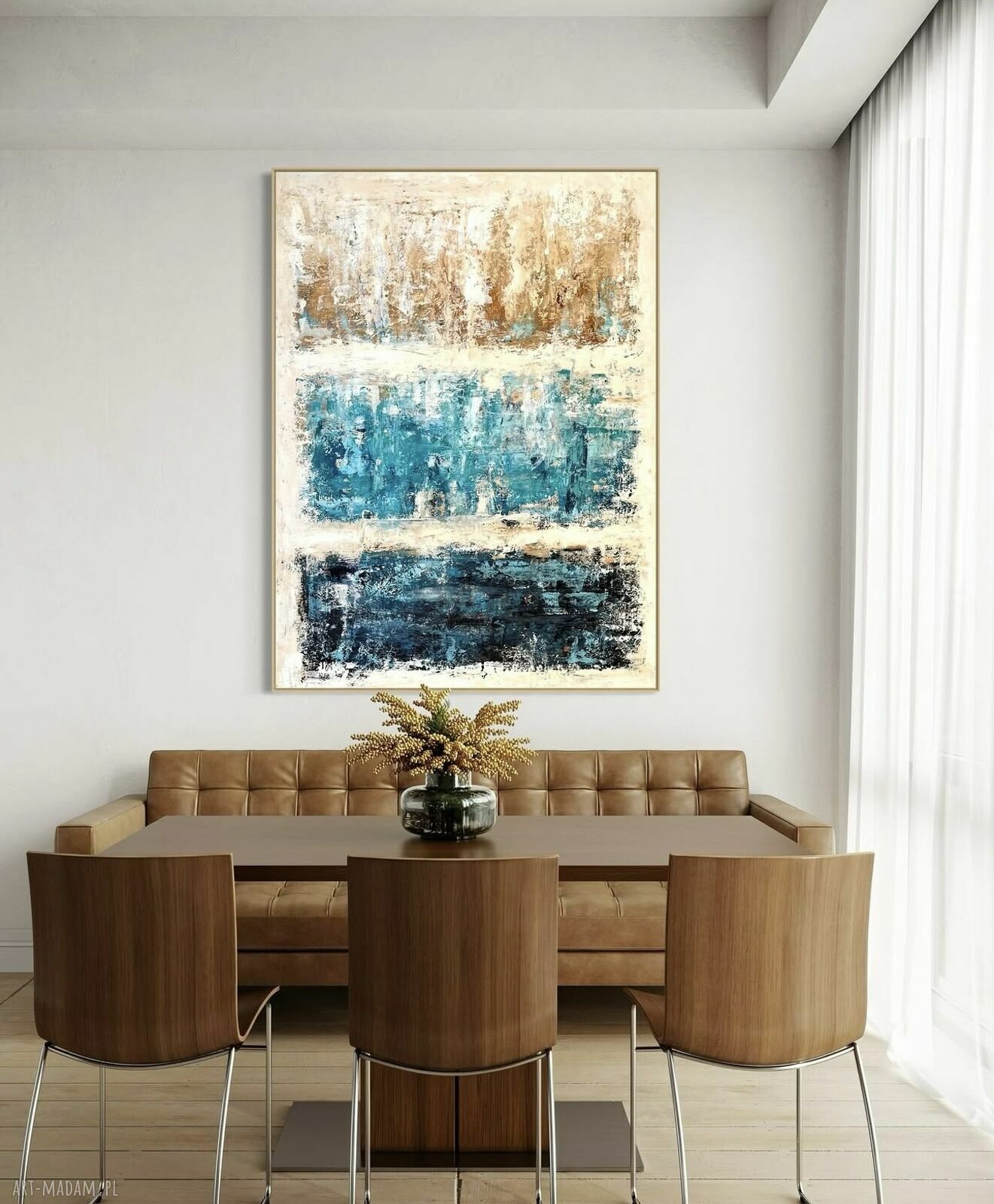 Obraz abstrakcyjny 100x140 cm z akrylu - niebieski design by Ferens bez zewnętrznej ramy