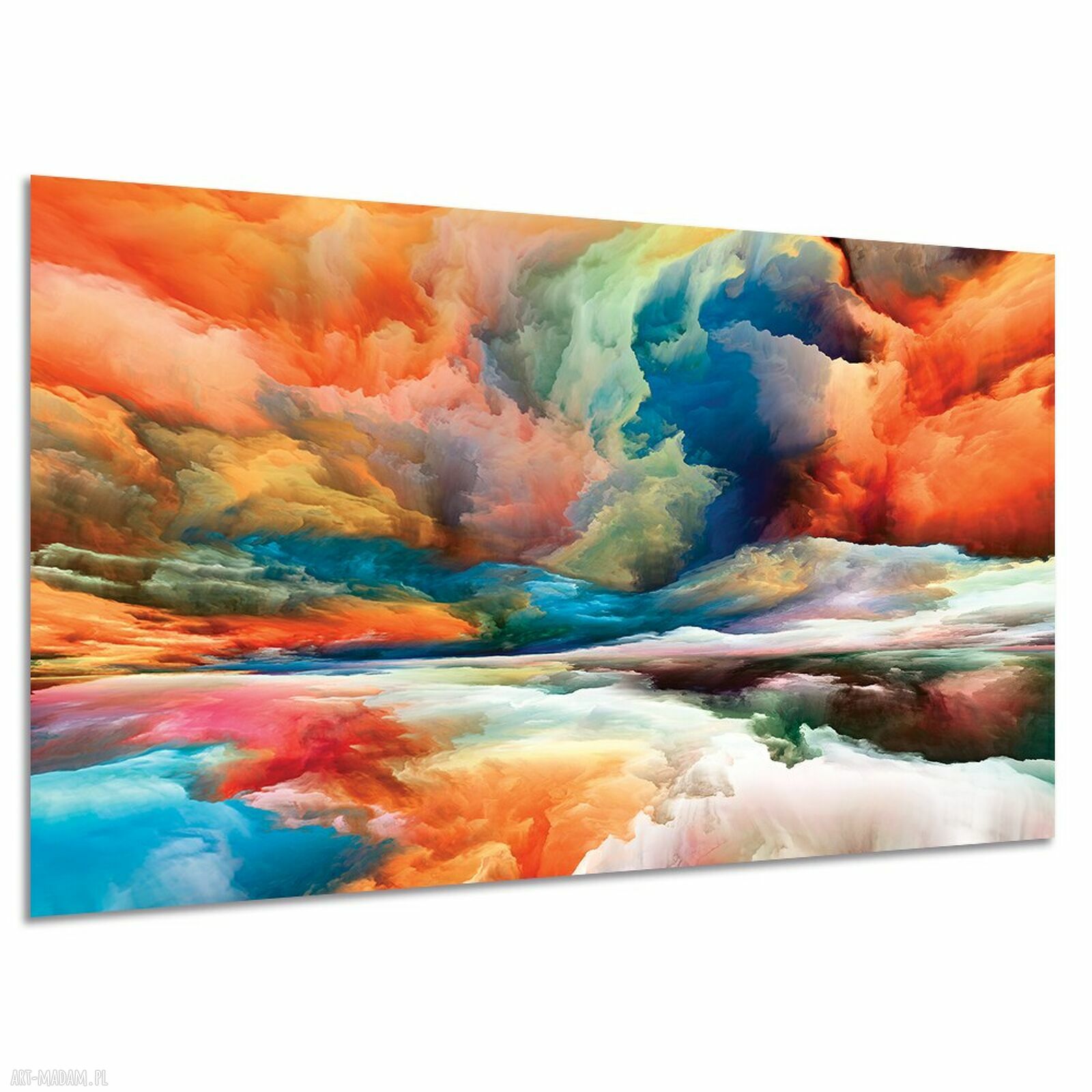 Obraz abstrakcyjny - kolorowe chmury w odcieniach pomarańczu i niebieskiego 120x80 cm