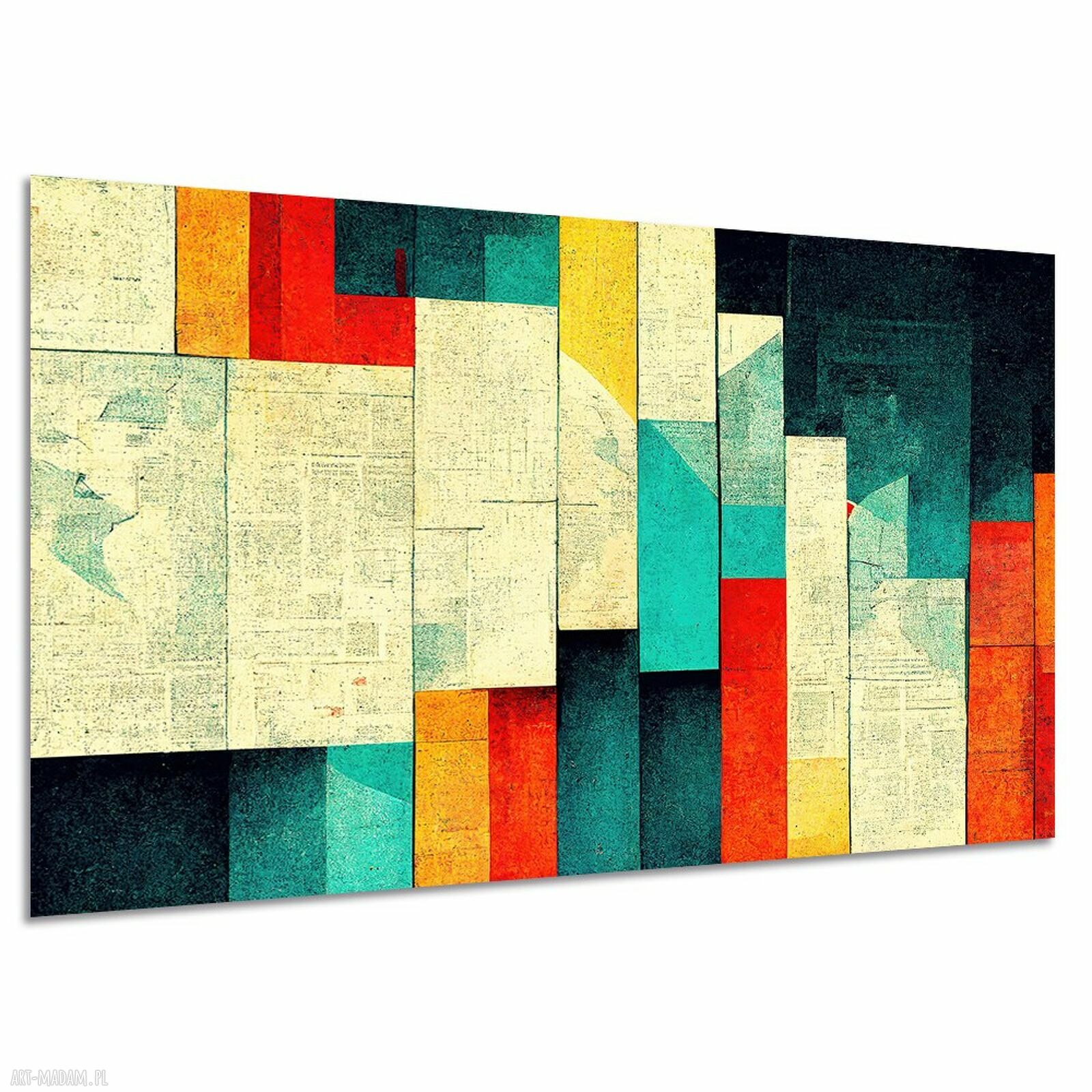 Obraz abstrakcyjny ABSTRAKCJA 27 - czerwone pionowe pasy na płótnie 120x80 cm