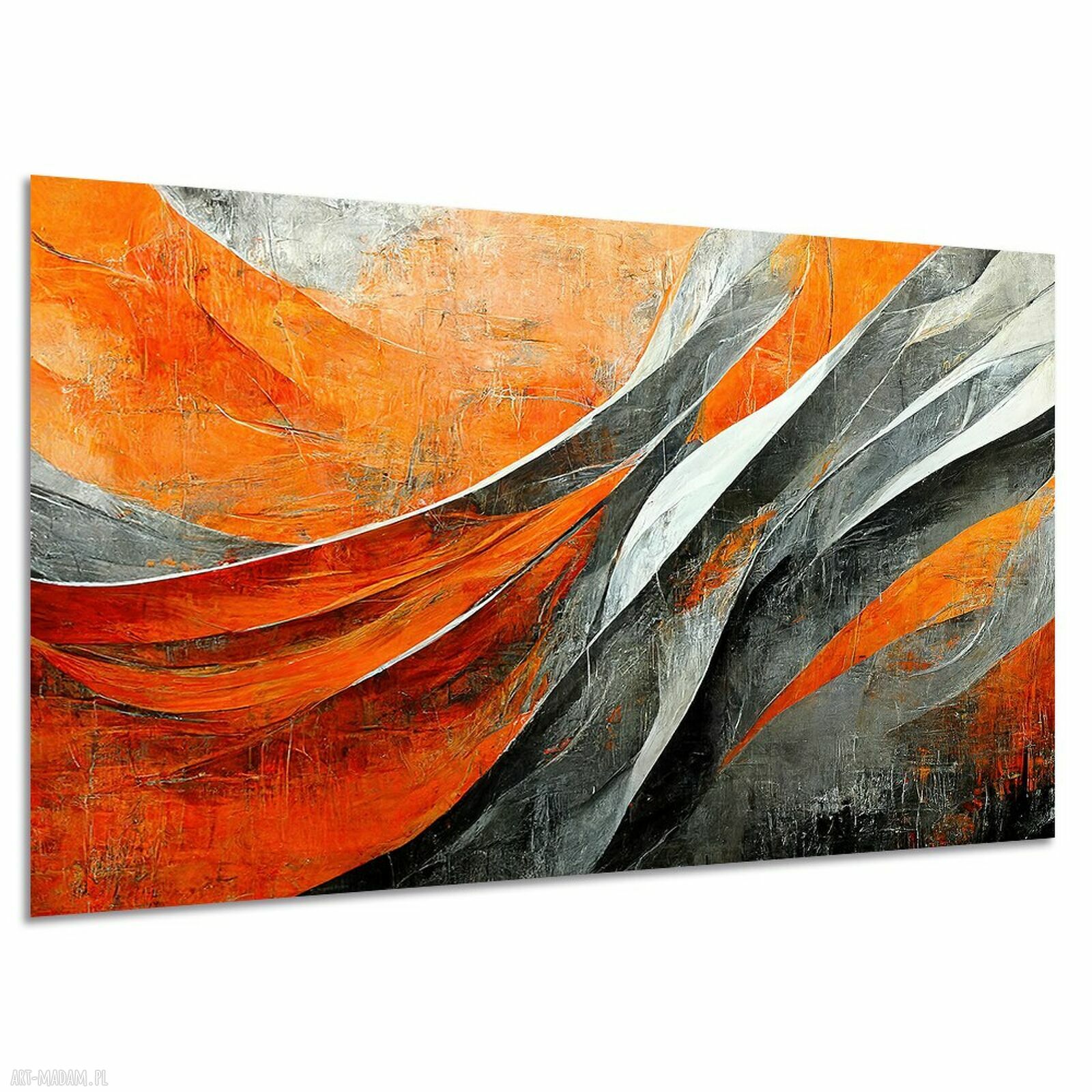 Obraz abstrakcyjny - pomarańczowo-szare fale 120x80 cm