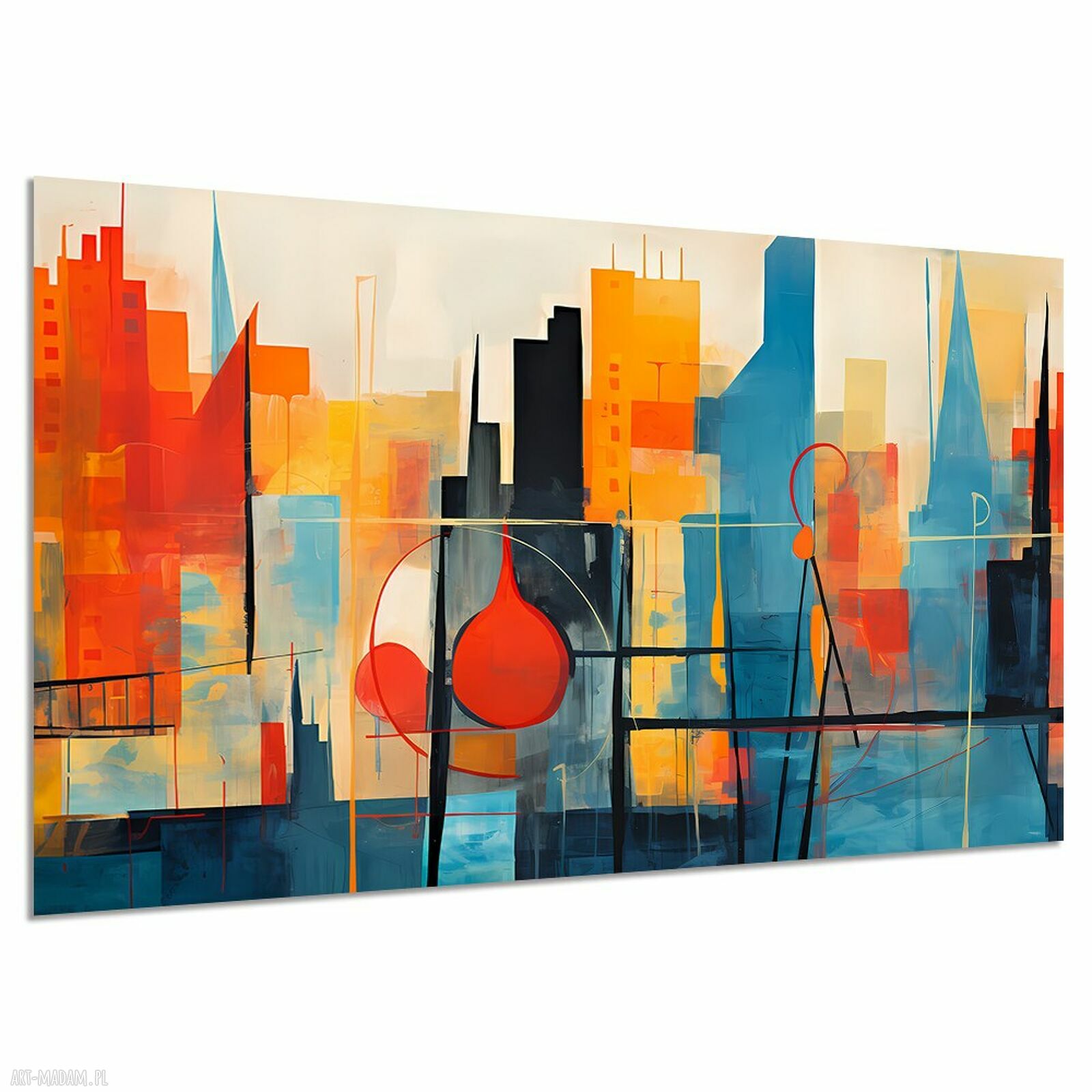 Obraz abstrakcyjny na płótnie 120x80 cm - nowoczesne miasto w czerwieni