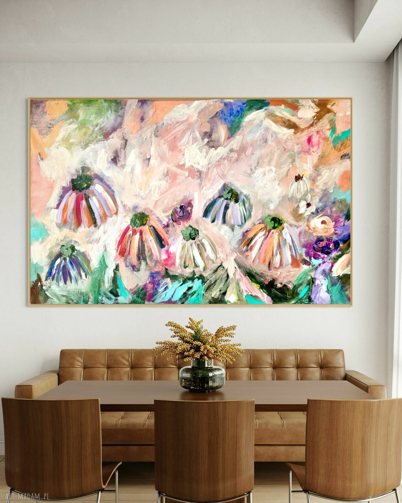 Obraz abstrakcja 90x140 cm - ręcznie malowany na płótnie do salonu