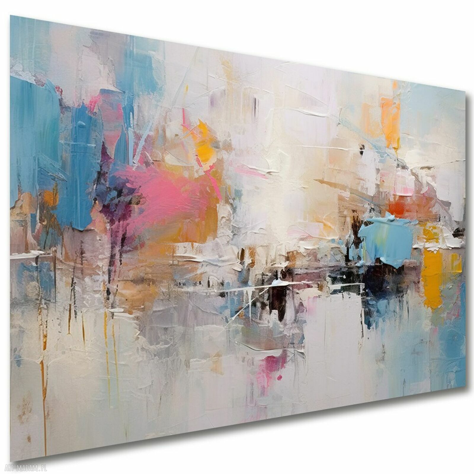 Obraz abstrakcyjny na płótnie 120 x 80 cm - niebieski, różowy i pastelowy