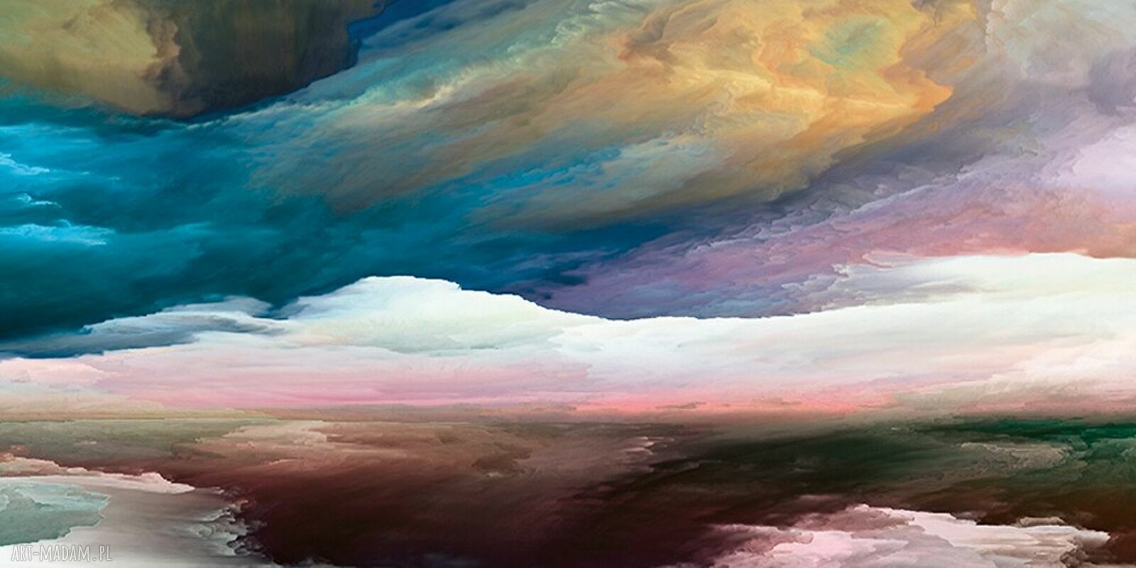 Obraz abstrakcyjny - kolorowe chmury w odcieniach pomarańczu i niebieskiego 120x80 cm
