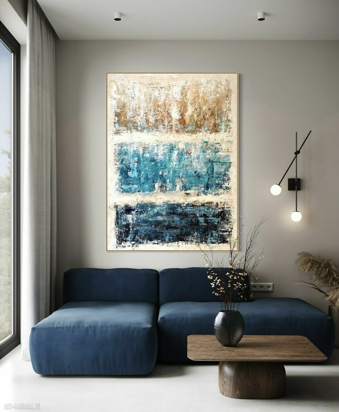 Obraz abstrakcyjny 100x140 cm z akrylu - niebieski design by Ferens (bez zewnętrznej ramy)