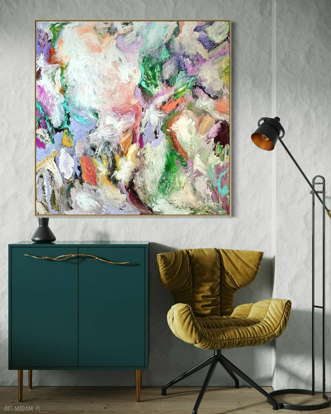 Nowoczesny obraz abstrakcja 110x110 cm do salonu - akryl na płótnie