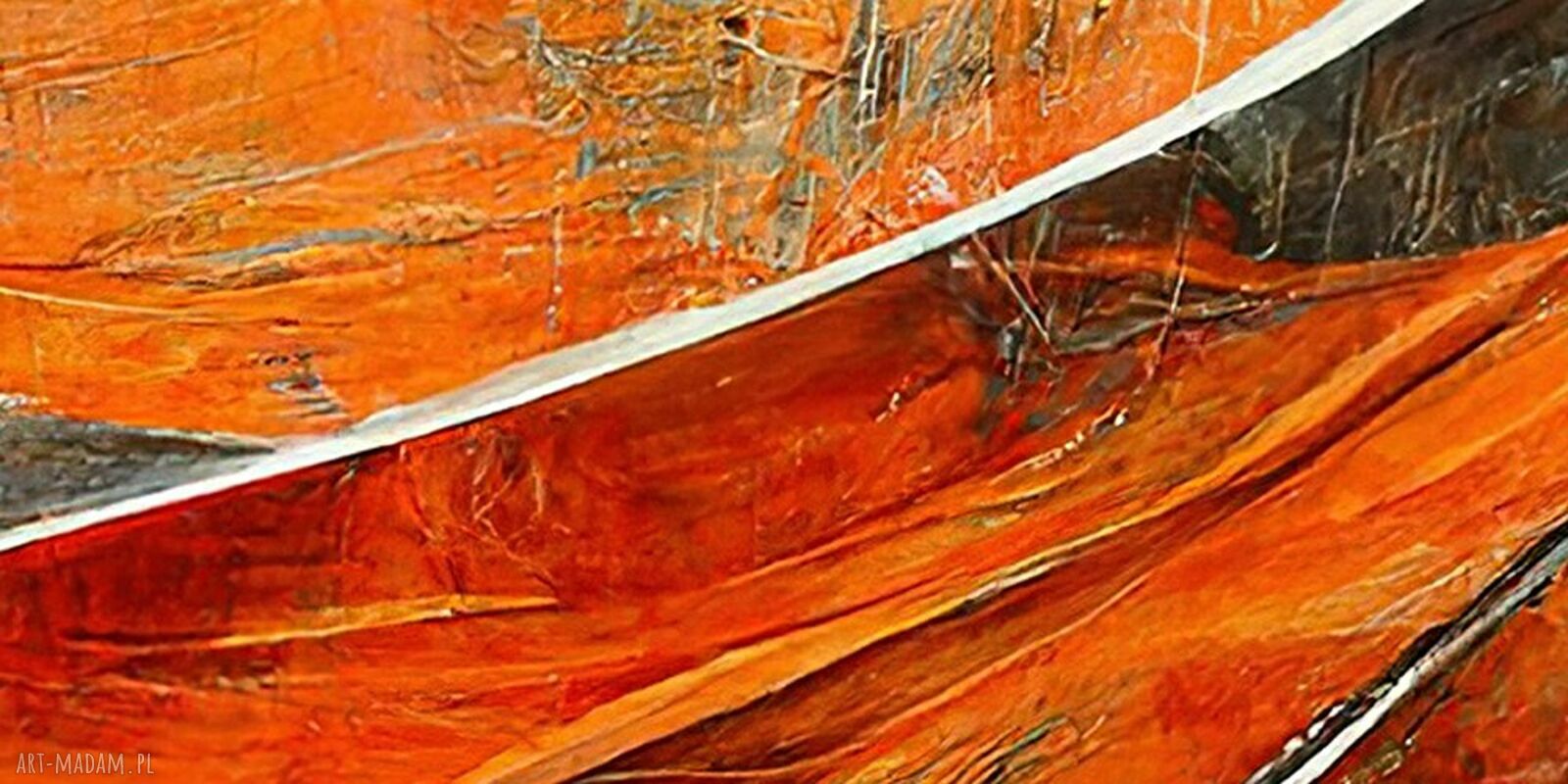 Obraz abstrakcyjny - pomarańczowo-szare fale 120x80 cm