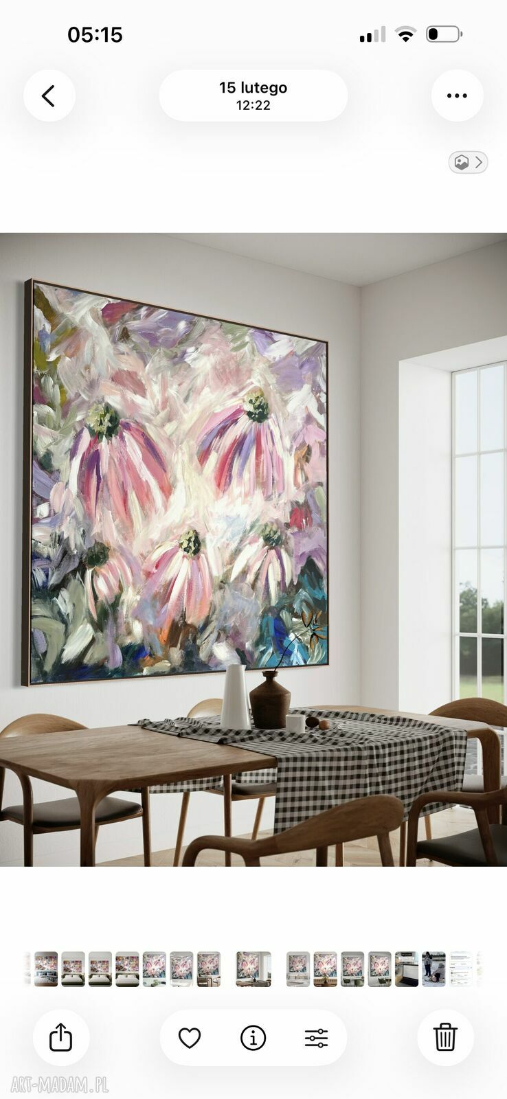 Obraz abstrakcyjne kwiaty 100x100 cm do salonu