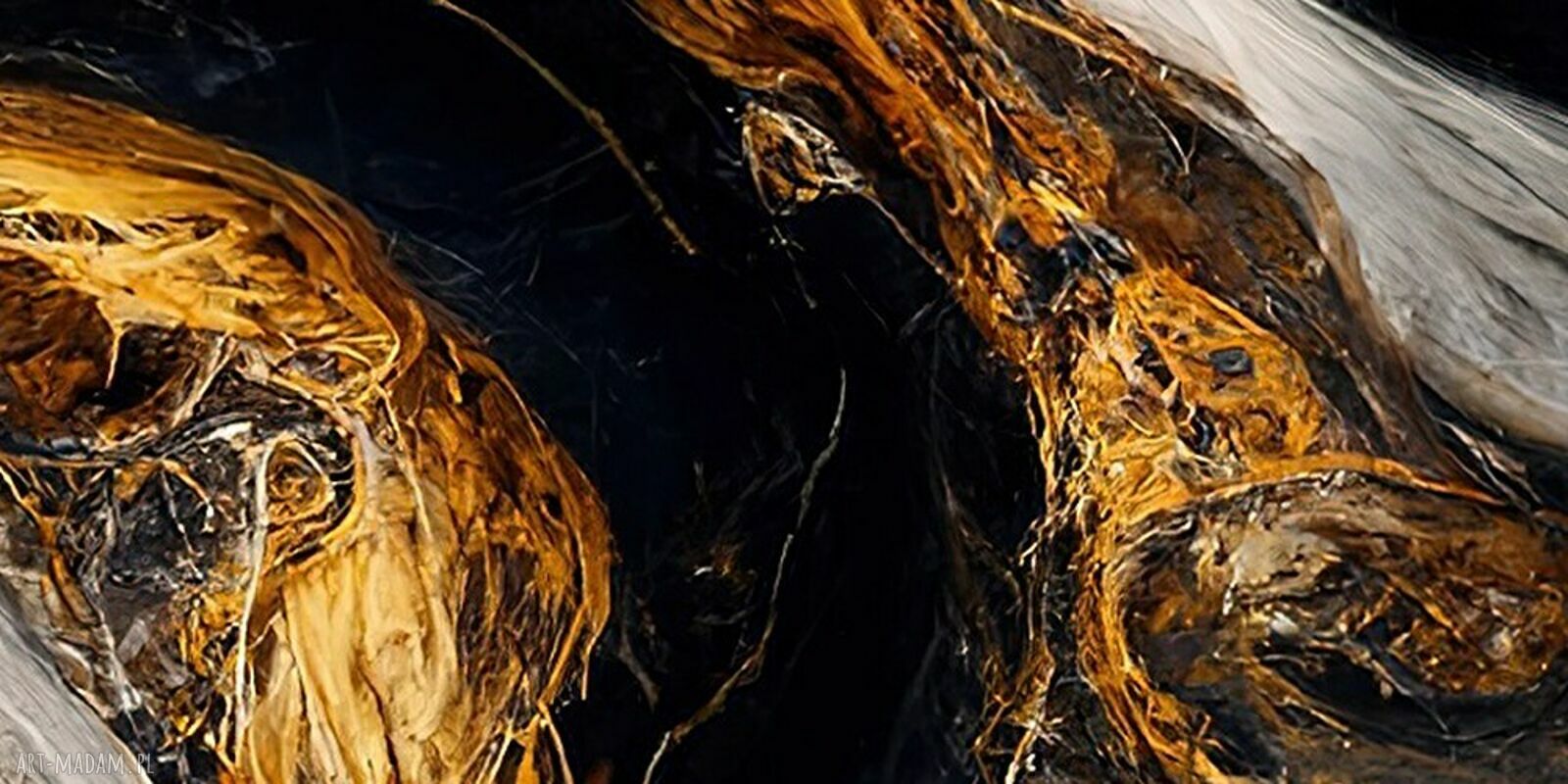 Obraz abstrakcyjny marmur 16 - złoto i czerń na płótnie 120x80 cm