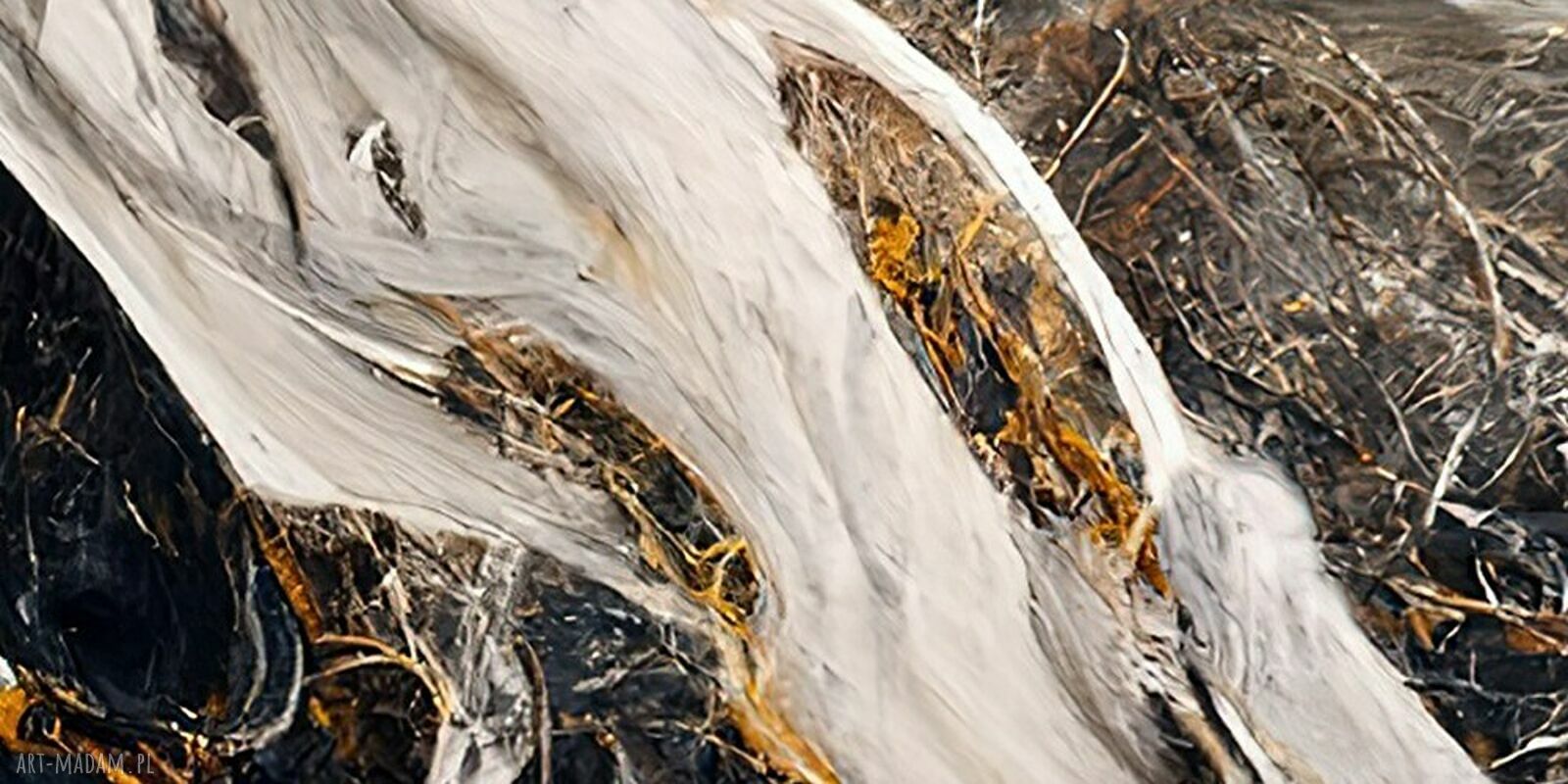 Obraz abstrakcyjny marmur 16 - złoto i czerń na płótnie 120x80 cm