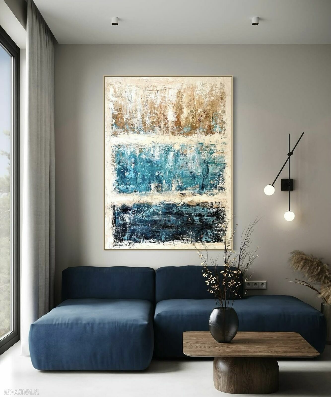 Obraz abstrakcyjny 100x140 cm z akrylu - niebieski design by Ferens (bez zewnętrznej ramy)