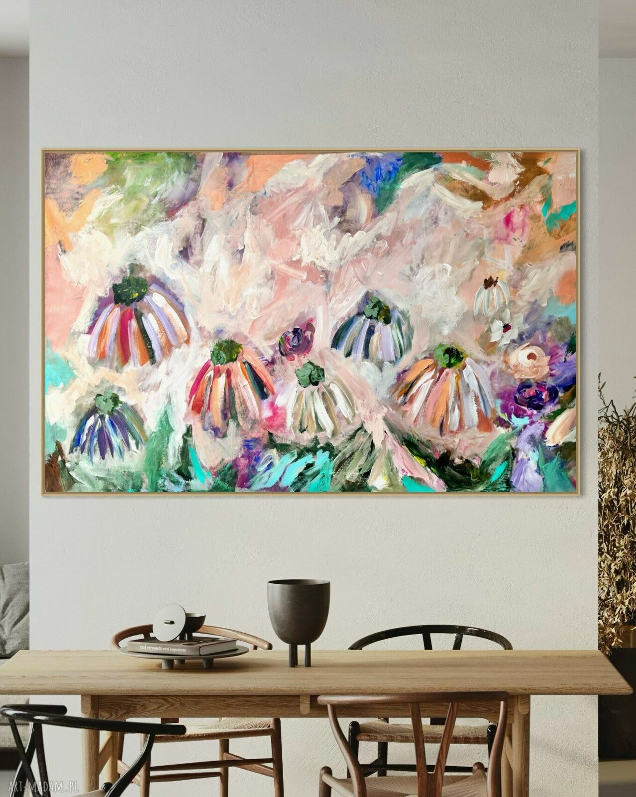 Obraz abstrakcja 90x140 cm - ręcznie malowany na płótnie do salonu