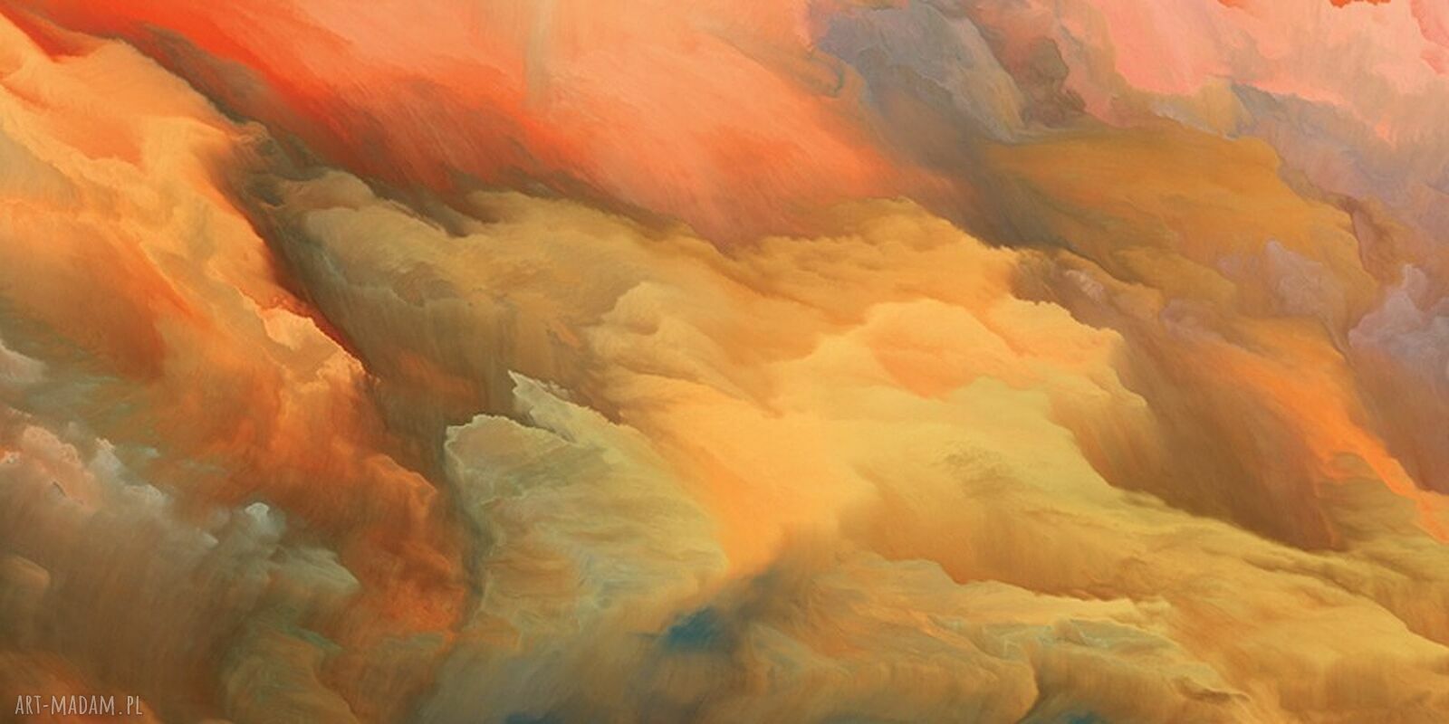 Obraz abstrakcyjny - kolorowe chmury w odcieniach pomarańczu i niebieskiego 120x80 cm