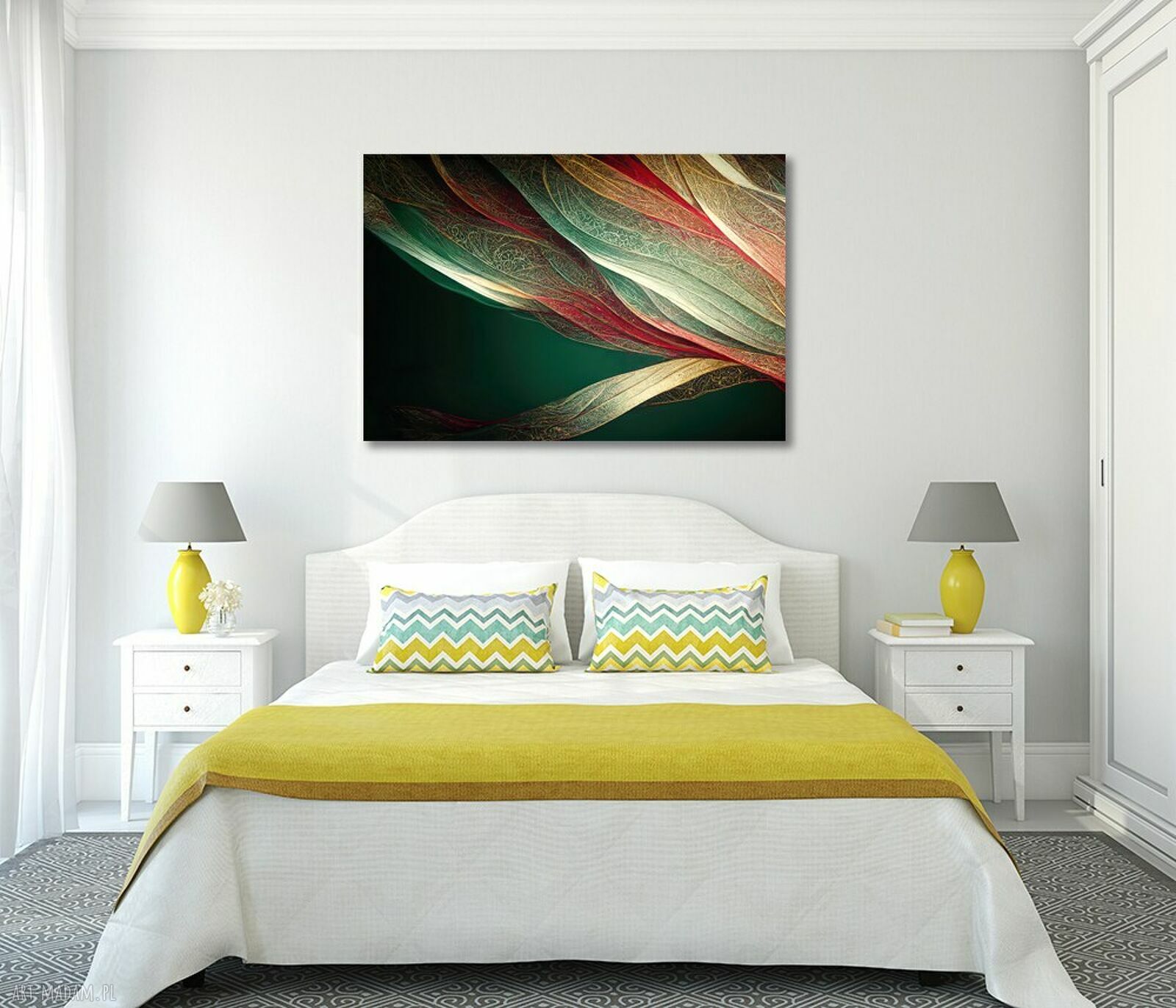 Obraz abstrakcyjny na płótnie 120x80 cm - ażurowe liście