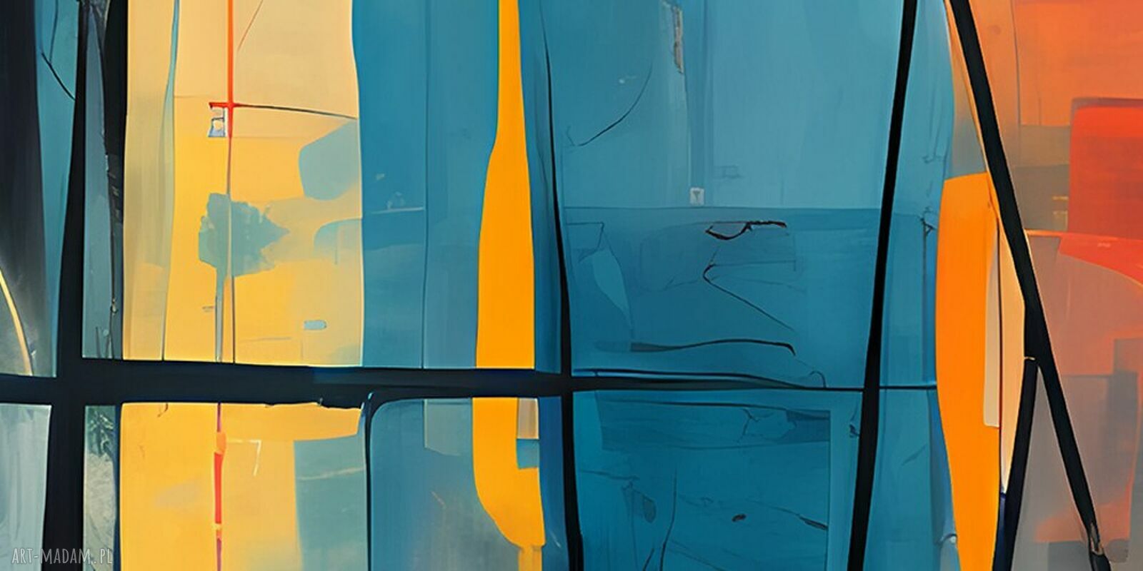 Obraz abstrakcyjny na płótnie 120x80 cm - nowoczesne miasto w czerwieni