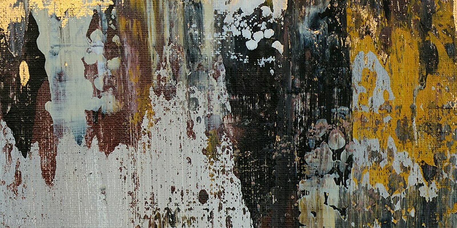 Abstrakcyjny obraz na płótnie 120x80 cm w złocie, szarości i czerni