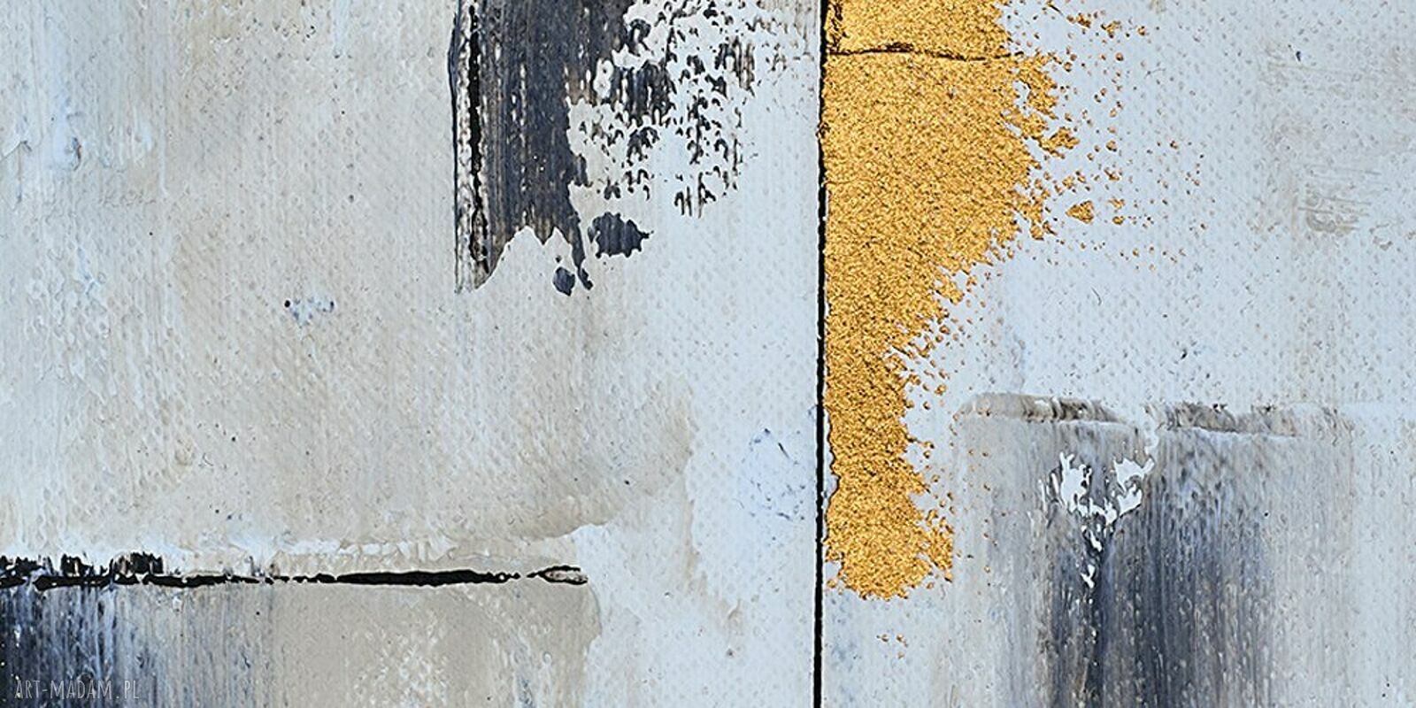 Biało-złoty obraz abstrakcyjny 120x80 cm - nowoczesna dekoracja ścienna