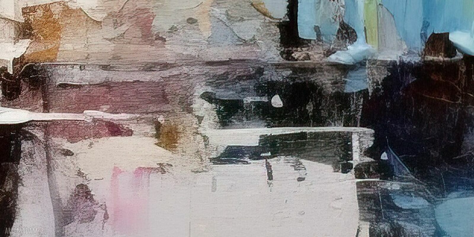 Obraz abstrakcyjny na płótnie 120 x 80 cm - niebieski, różowy i pastelowy