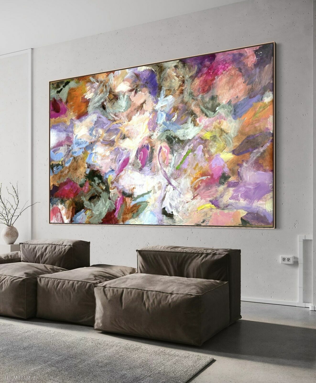 Obraz abstrakcyjny 100x140 cm ręcznie malowany akryl na płótnie - kolorowa abstrakcja