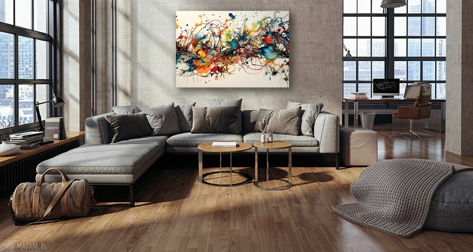Kolorowy obraz abstrakcyjny na płótnie 120x80 cm do salonu
