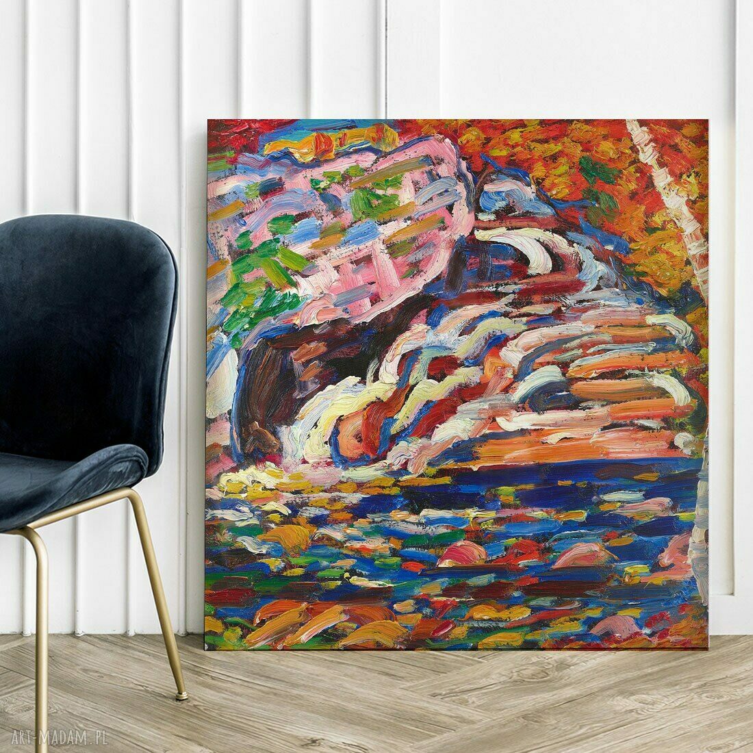 Obraz na płótnie 80x80 - abstrakcja malarska w geometrycznym stylu
