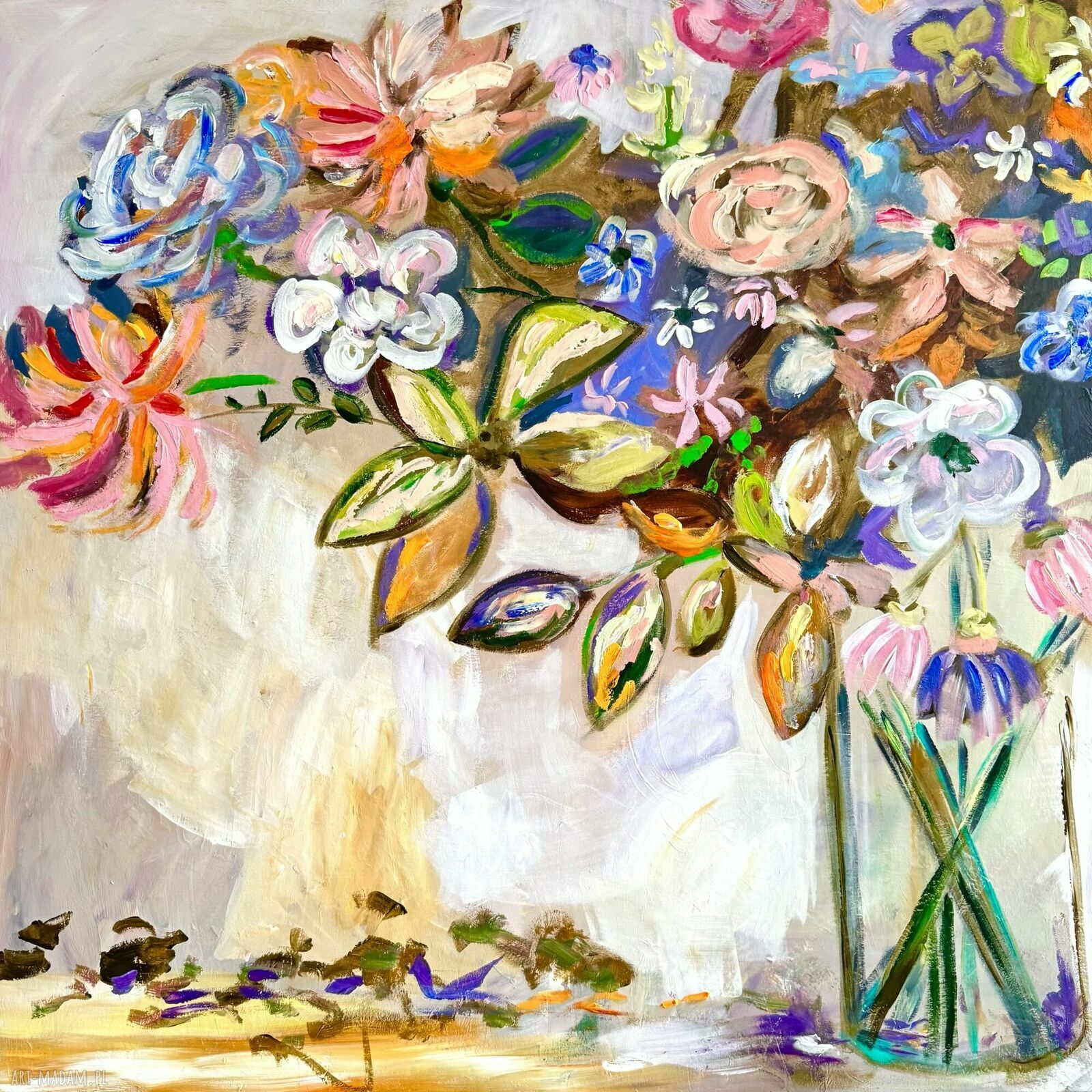 Obraz abstrakcyjny 80x80 cm - nowoczesna dekoracja do salonu