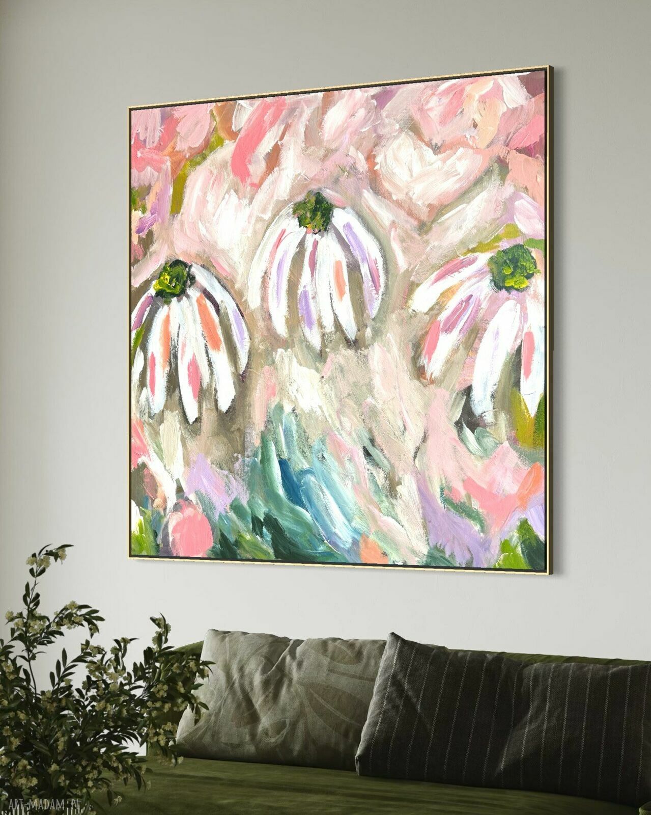 Obraz abstrakcyjny 90x90 cm na płótnie - ręcznie malowany akrylem