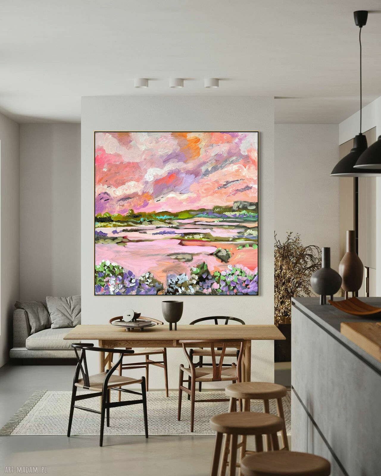 Obraz abstrakcyjny malowany 100x100 cm