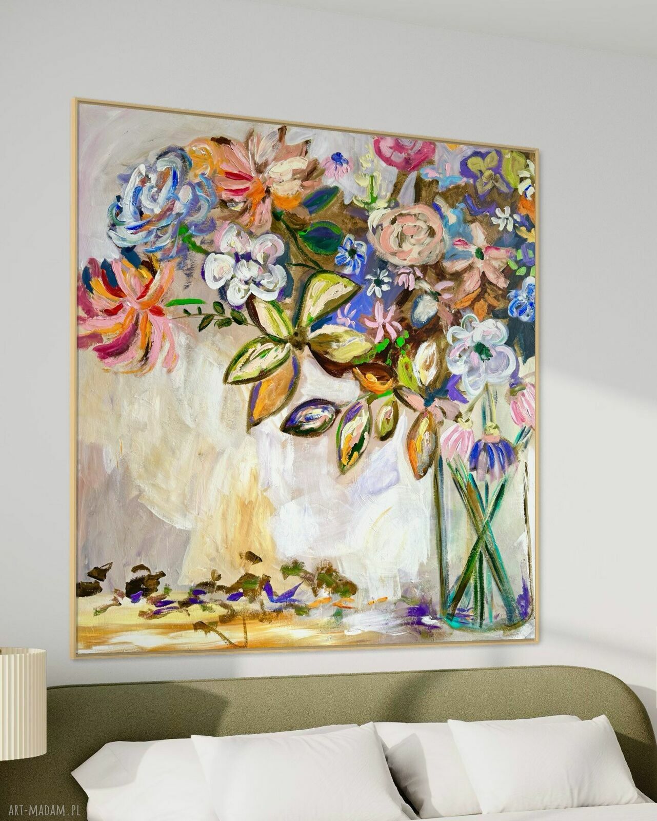 Obraz abstrakcyjny 110x110 cm ręcznie malowany na płótnie
