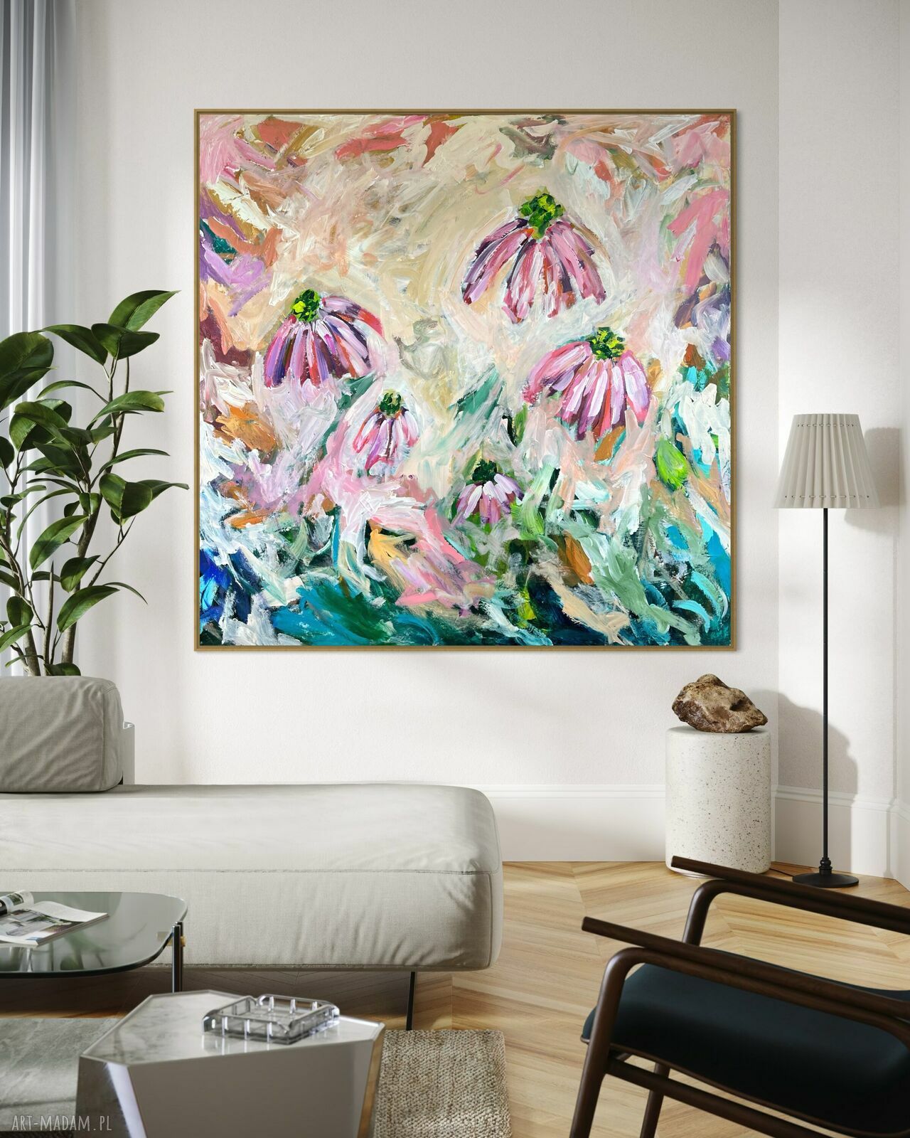 Obraz abstrakcyjny 100x100 cm do salonu by Ferens